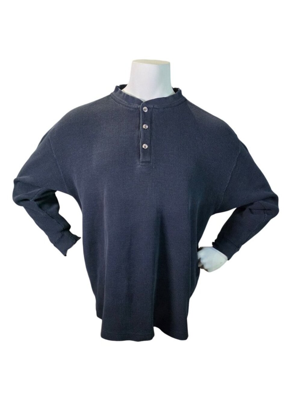 Vtg Northwest Territory Naturals Mens XL Heavy Corduroy Ribbed Knit Henley Black